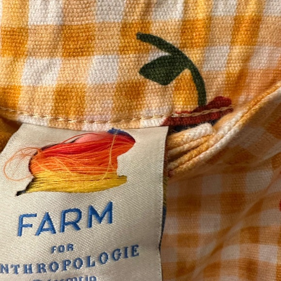 Farm x Anthropologie Gingham Cherry Wide-Leg Pants in yellow size L - Picture 8 of 8